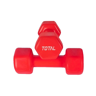 TOTAL Vinyl Coated Hexa Dumbbell Set for Home Workout and Strength Training (Pair)-RED-0.5 KG-2