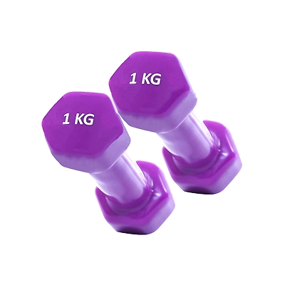 TOTAL Vinyl Coated Hexa Dumbbell Set for Home Workout and Strength Training (Pair)-PURPLE-1 KG-1