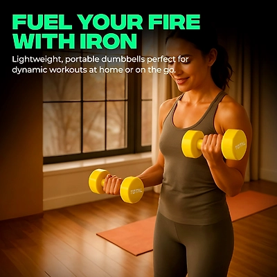 TOTAL Vinyl Coated Hexa Dumbbell Set for Home Workout and Strength Training (Pair)-YELLOW-4 KG-3