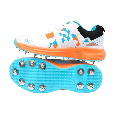 Total T-Terminator Metal Spike Cricket Shoes for Men-BLACK / ORANGE-5-1