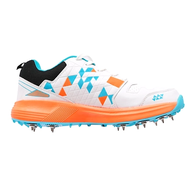 Total T-Terminator Metal Spike Cricket Shoes for Men-BLACK / ORANGE-5-3