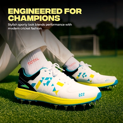 Total T-Terminator Metal Spike Cricket Shoes for Men-BLACK / YELLOW-8-5