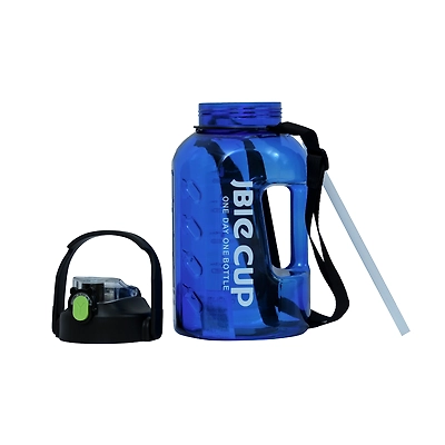 TOTAL Big Water Bottle with Straw &amp; Handle BPA-Free Leakproof Gym Sipper-Blue-TS6-1-2 L-3