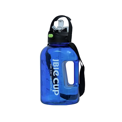 TOTAL Big Water Bottle with Straw &amp; Handle BPA-Free Leakproof Gym Sipper-TS6-3-3 L-Blue-2