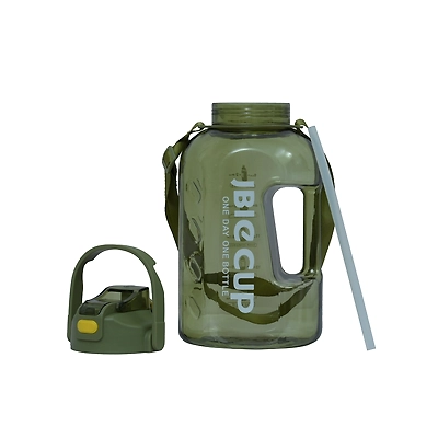 TOTAL Big Water Bottle with Straw &amp; Handle BPA-Free Leakproof Gym Sipper-TS6-1-2 L-Olive-3