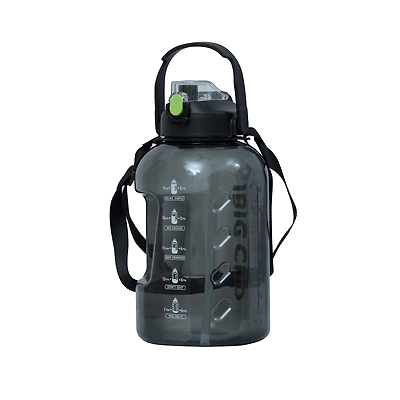 TOTAL Big Water Bottle with Straw &amp; Handle BPA-Free Leakproof Gym Sipper-TS6-3-3 L-Black-1