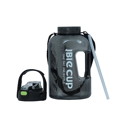 TOTAL Big Water Bottle with Straw &amp; Handle BPA-Free Leakproof Gym Sipper-TS6-3-3 L-Black-3