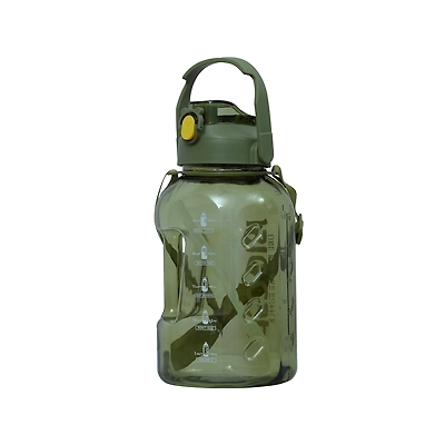 TOTAL Big Water Bottle with Straw &amp; Handle BPA-Free Leakproof Gym Sipper-TS6-3-3 L-Olive-2