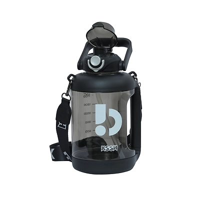 TOTAL Big Water Bottle with Straw &amp; Handle BPA-Free Leakproof Gym Sipper-TS6-2-2 L-Black-2