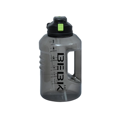 TOTAL Big Water Bottle with Straw &amp; Handle BPA-Free Leakproof Gym Sipper-Black-3 L-TS6-4-1