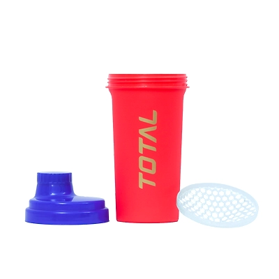 TOTAL Protein Shaker Bottle – Leakproof Gym Blender with Mixing Mesh for Pre/Post Workout Drinks-700 ml-Red-2