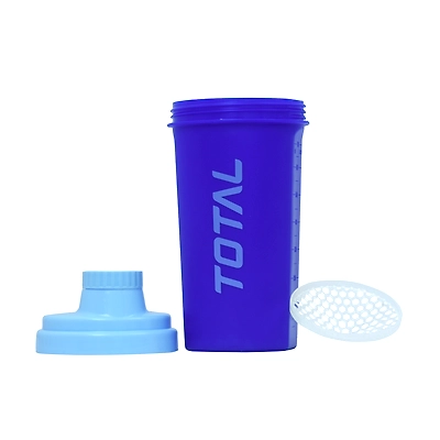TOTAL Protein Shaker Bottle – Leakproof Gym Blender with Mixing Mesh for Pre/Post Workout Drinks-700 ml-Blue-2