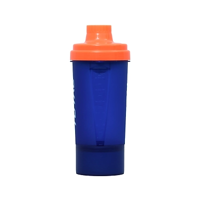 TOTAL Protein Shaker Bottle – Leakproof Gym Blender with Mixing Mesh for Pre/Post Workout Drinks-600 ml-Navy Blue/ Orange-1