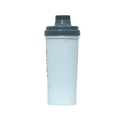 TOTAL Protein Shaker Bottle – Leakproof Gym Blender with Mixing Mesh for Pre/Post Workout Drinks-600 ml-White/ Grey-1