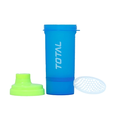 TOTAL Protein Shaker Bottle – Leakproof Gym Blender with Mixing Mesh for Pre/Post Workout Drinks-600 ml-Blue/ Fluorescent-2