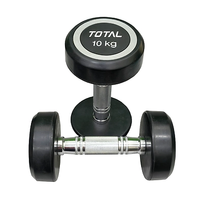 Total Round Rubber‑Coated Dumbbell Set of 2-Black-10 KG-1