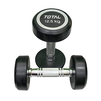 Total Round Rubber‑Coated Dumbbell Set of 2-12.5 KG-Black-1