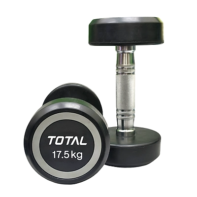 Total Round Rubber‑Coated Dumbbell Set of 2-17.5 KG-Black-2