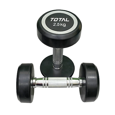 Total Round Rubber‑Coated Dumbbell Set of 2-2.5 KG-Black-1