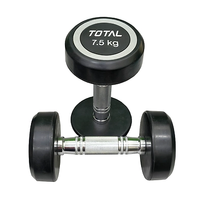 Total Round Rubber‑Coated Dumbbell Set of 2-7.5 KG-Black-1