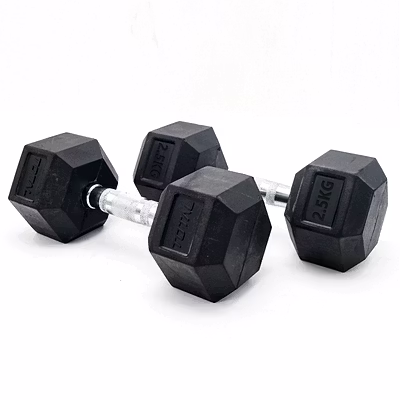 TOTAL Hexagonal Dumbbells Set for Home Gym - Full-Body Strength Training Equipment-Black-2.5 KG-1