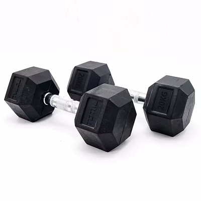 TOTAL Hexagonal Dumbbells Set for Home Gym - Full-Body Strength Training Equipment-Black-20 KG-1