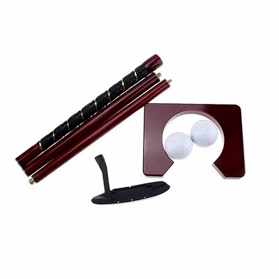 Total Wooden Golf Putting Practice Set with Travel Case for Men &amp; Office Use-2