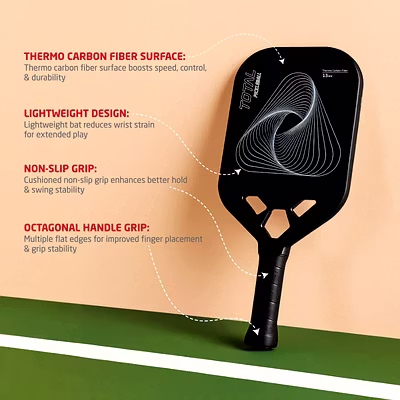 Total Pickleball Paddle Racket - Premium Thermo Carbon Fiber 13MM Design-4