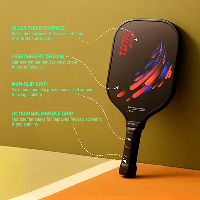 Total Pickleball Paddle Racket with 14mm Glass Fiber surface-Black/Red/Blue-14 MM-4