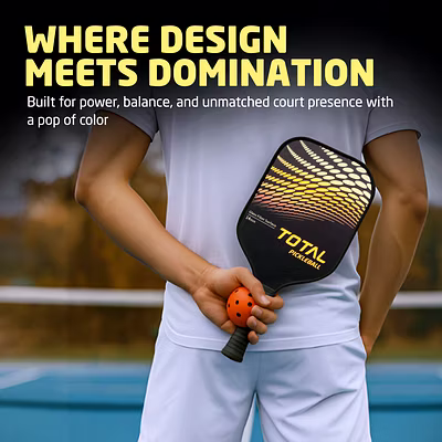 Total Pickleball Paddle Racket with 14mm Glass Fiber surface-Black/Yellow-14 MM-2