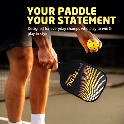 Total Pickleball Paddle Racket with 14mm Glass Fiber surface-Black/Yellow-14 MM-3