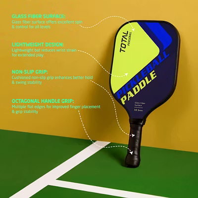 Total Pickleball Paddle Racket with 14mm Glass Fiber surface-Lime/Navy-10.5 MM-4
