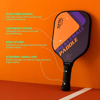 Total Pickleball Paddle Racket with 14mm Glass Fiber surface-Orange/Purple-10.5 MM-4