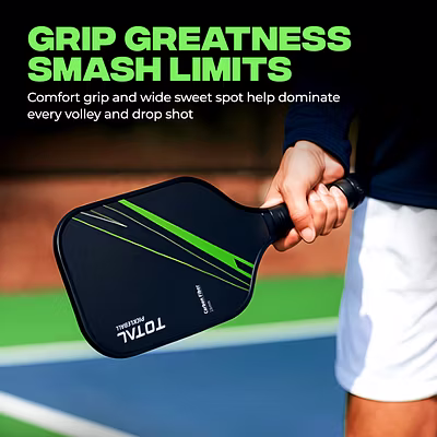 Total Pickleball Paddle Lightweight Carbon Fiber Surface-Carbon Fiber Surface-16 MM-Green-3