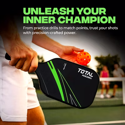 Total Pickleball Paddle Lightweight Carbon Fiber Surface-Carbon Fiber Surface-16 MM-Green-2