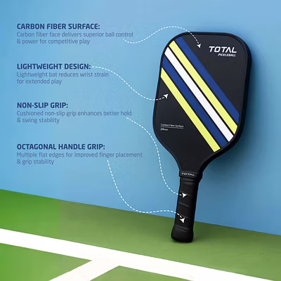 Total Pickleball Paddle Lightweight Carbon Fiber Surface-Navy-Carbon Fiber Surface-14 MM-3