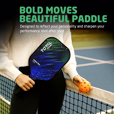 Total Pickleball Paddle Lightweight Carbon Fiber Surface-Carbon Fiber Surface-14 MM-Green-2