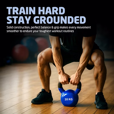 TOTAL Neoprene Kettlebell for Home Gym &amp; Strength Training-14 KG-Blue-4