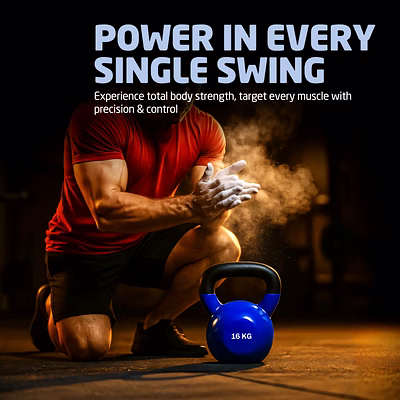 TOTAL Neoprene Kettlebell for Home Gym &amp; Strength Training-Blue-30 KG-5