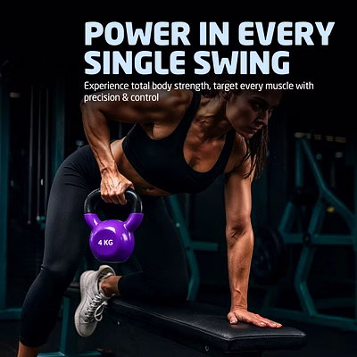 TOTAL Neoprene Kettlebell for Home Gym &amp; Strength Training-Purple-4 KG-5