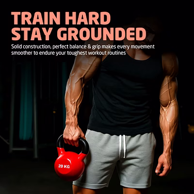 TOTAL Neoprene Kettlebell for Home Gym &amp; Strength Training-2 KG-Red-4