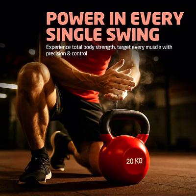 TOTAL Neoprene Kettlebell for Home Gym &amp; Strength Training-Red-6 KG-5