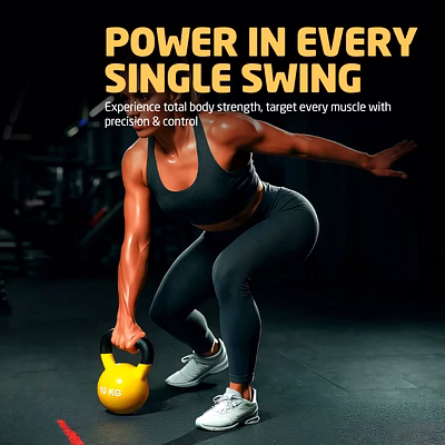 TOTAL Neoprene Kettlebell for Home Gym &amp; Strength Training-Yellow-10 KG-5