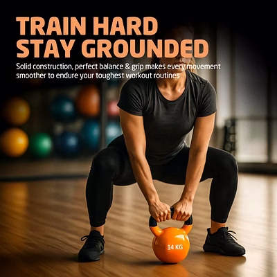 TOTAL Neoprene Kettlebell for Home Gym &amp; Strength Training-Orange-22 KG-2