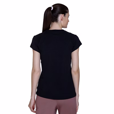 TOTAL Women Quick Dry Gym T-Shirt for Yoga, Running and Workout Activewear-Black-Black-L-L-3