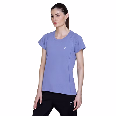 TOTAL Women Quick Dry Gym T-Shirt for Yoga, Running and Workout Activewear-Lavender-Lavender-XXL-XXL-2