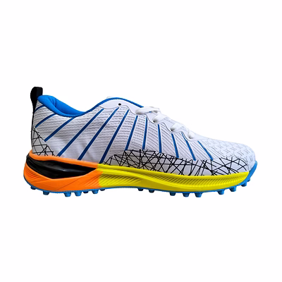 TOTAL Storm Cricket Shoes for Men with Rubber Spikes for Turf &amp; Nets-Blue-8-1