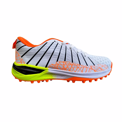 TOTAL Storm Cricket Shoes for Men with Rubber Spikes for Turf &amp; Nets-4-Orange-1