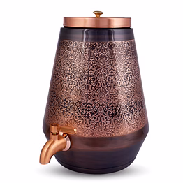 handcrafted copper matka with copper tab - 5 ltr capacity