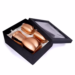 handcrafted copper small balloon pot with set of 2 matching glasses